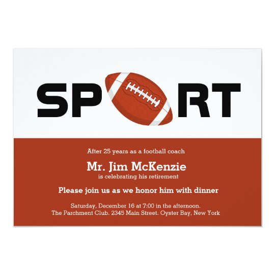 Professional Football retirement coach player Invitation