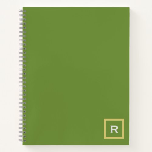 Professional Forest Green Solid Color Initial  Notebook