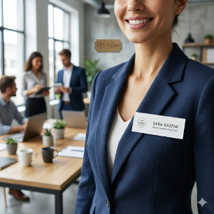 Professional Formal Name Tag Clean Elegant Design