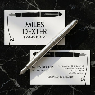 Professional Fountain Pen Logo Sign Notary Public Business Card