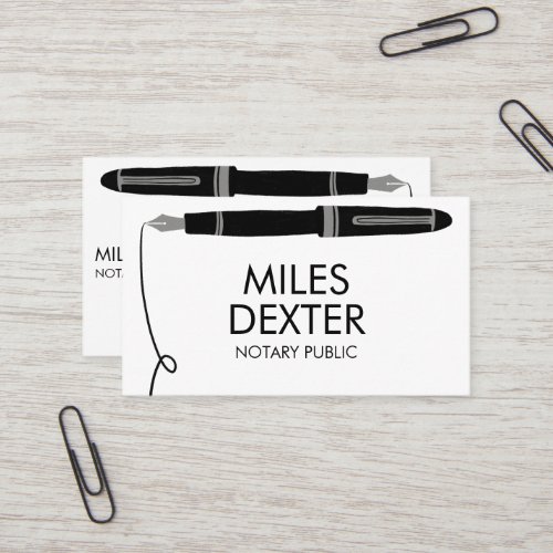 Professional Fountain Pen Logo Sign Notary Public Business Card
