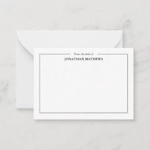 Professional From the desk of Name Square Border Note Card