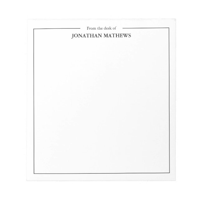 Professional From the desk of Name Square Border Notepad (Front)