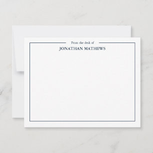 Professional From the desk of Square Border Blue Note Card