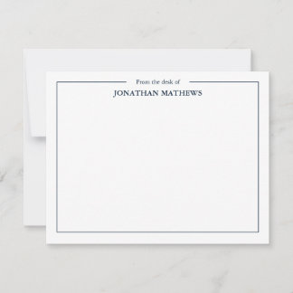 Professional From the desk of Square Border Blue Note Card