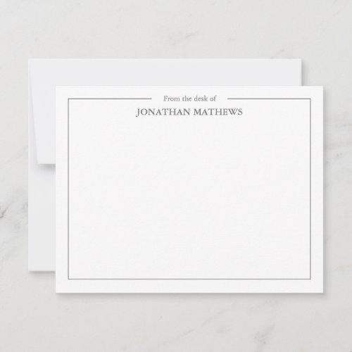 Professional From the desk of Square Border Gray Note Card
