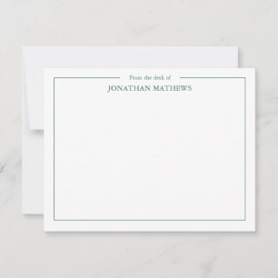 Professional From the desk of Square Border Green Note Card