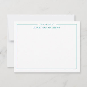 Professional From the desk of Square Border Teal Note Card