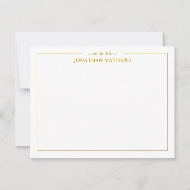 Professional From the desk of Square Border Yellow Note Card (Front)