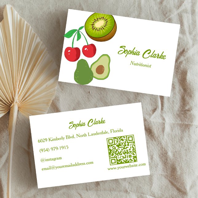 Professional Fruits QR Code Dietician Business Card (Creator Uploaded)