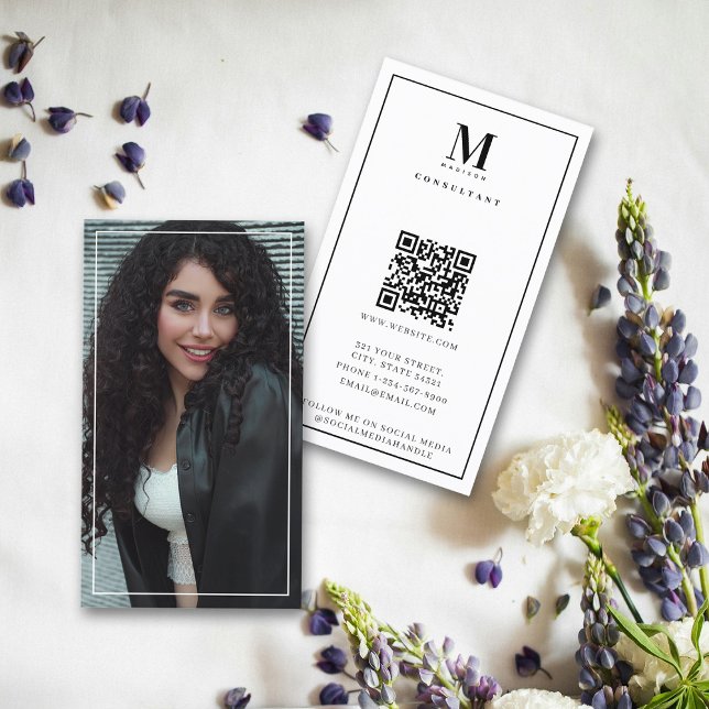 Professional Full Photo Simple Monogram Business Card (Professional Full Photo Simple Monogram Business Card)