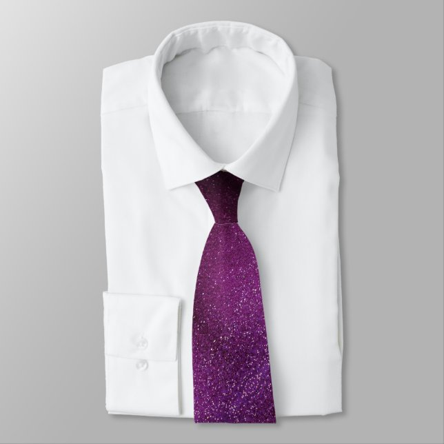 Professional Galaxy Glitter Ombre Sparkles Groom Neck Tie (Tied)