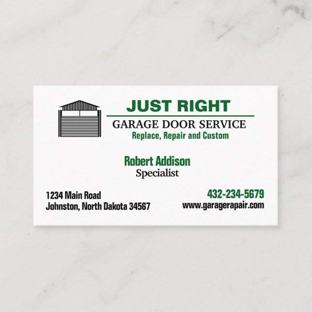 Professional Garage Door Service Business Card (Front)