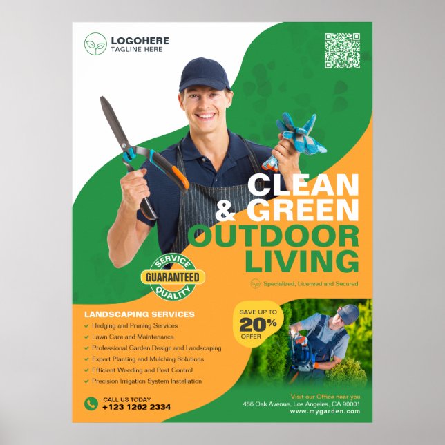 Professional Garden Services, Landscaping Poster (Front)