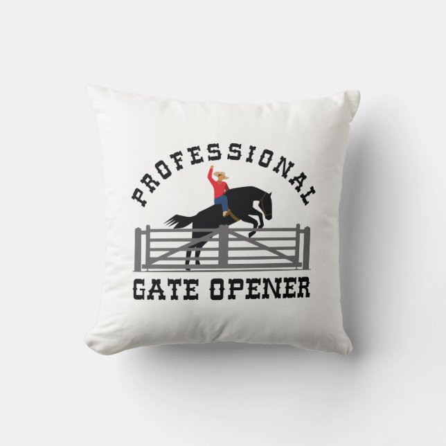 Professional Gate Opener Throw Pillow (Front)