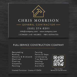 Professional General Contractor QR Code Business Card
