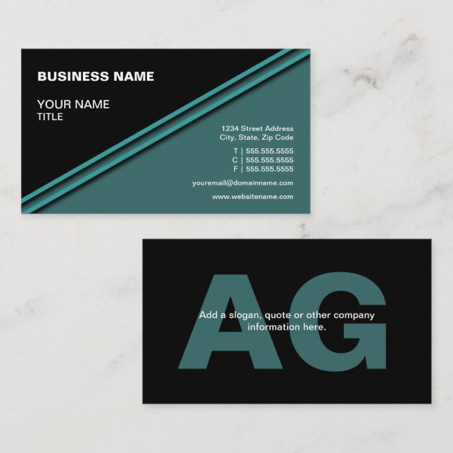Professional Generic Teal Business Card (Front/Back)