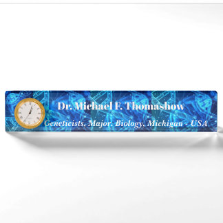 Professional Geneticist Name Display with Blue Desk Name Plate