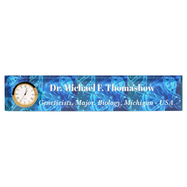 Professional Geneticist Name Display with Blue  Desk Name Plate (Front)