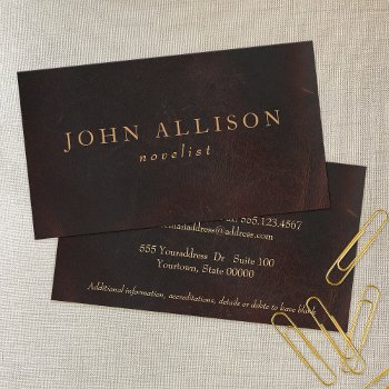 Professional Gentleman Brown Leather Vintage Business Card by sm_business_cards at Zazzle