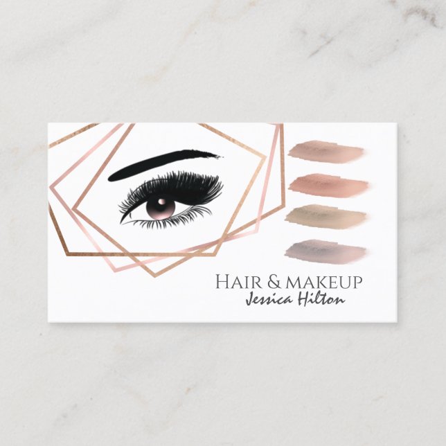 Professional geometrical makeup eye brush strokes business card (Front)