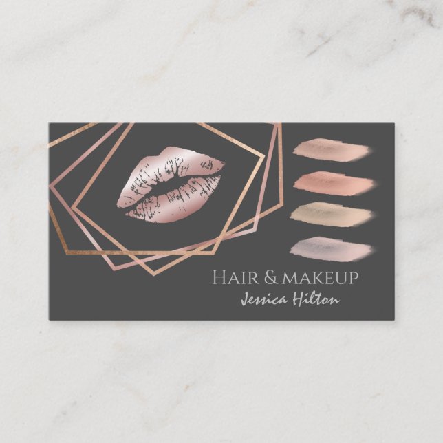 Professional geometrical makeup lips brush strokes business card (Front)