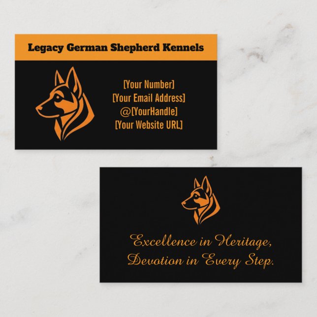 Professional German Shepherd Kennel Business Card  (Front/Back)