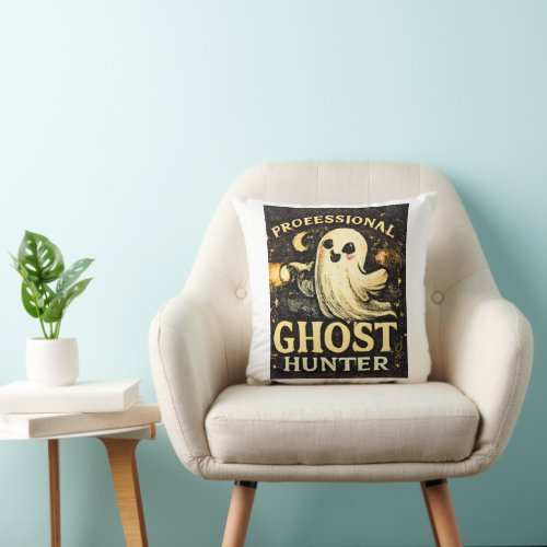 Professional Ghost Hunter Funny Halloween Throw Pillow