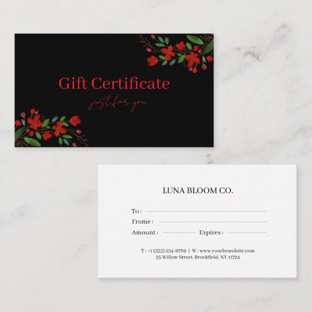 Professional Gift Certificates for Small Businesse (Front/Back)
