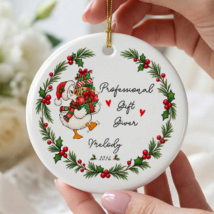 Professional Gift Giver Goose Christmas Ornament