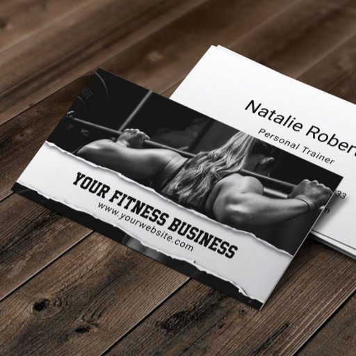 Customizable Professional Girl Personal Trainer Fitness Business Card