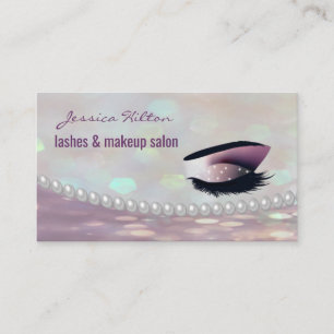 Professional glamorous bokeh pearls makeup eye business card
