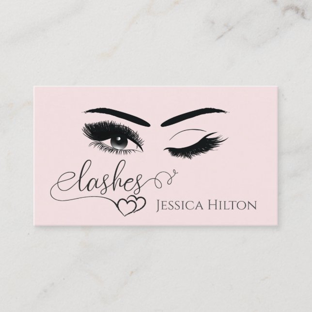 Professional glamorous calligraphy lashes wink business card (Front)