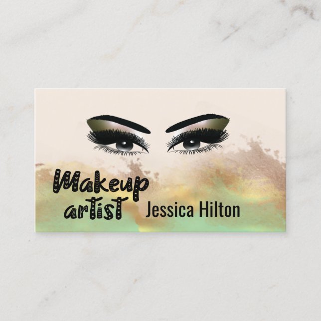 Professional glamorous calligraphy makeup artist business card (Front)