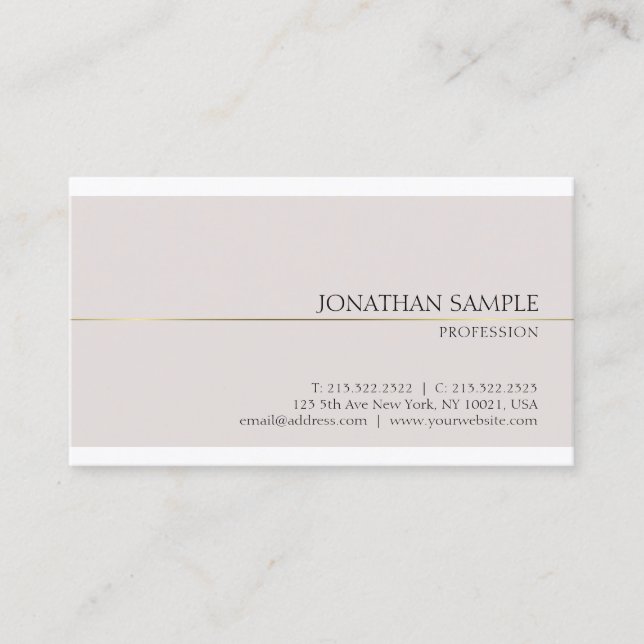 Professional Glamorous Design Chic Plain Luxury Business Card (Front)