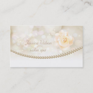 Professional glamorous elegant bokeh pearls rose business card