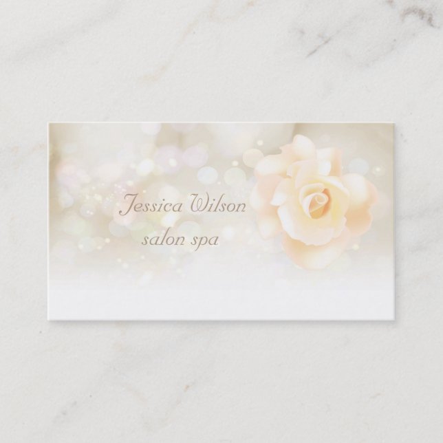 Professional glamorous elegant bokeh rose business card (Front)