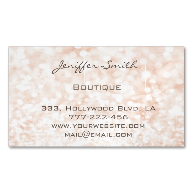 Professional glamorous elegant chic bokeh sparkle business card magnet (Front)