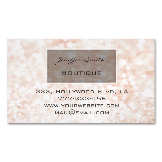 Professional glamorous elegant chic glittery magnetic business card (Front)