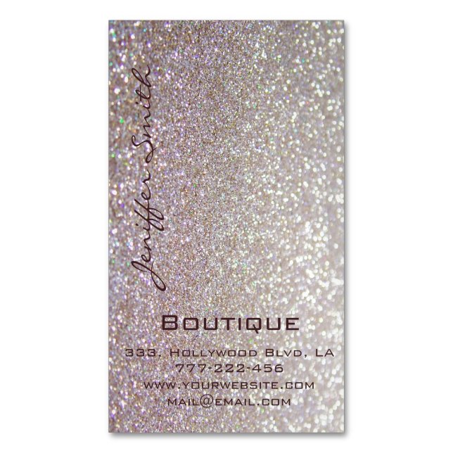 Professional glamorous elegant glittery magnetic business card (Front Vertical)