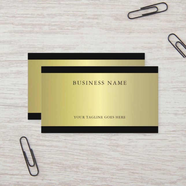 Professional Glamorous Gold Effect Plain Trendy Business Card (Front/Back In Situ)