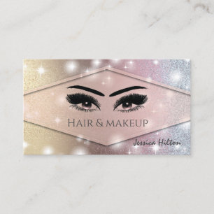 Professional glamorous lux glittery sparkle makeup business card