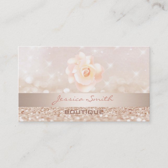 Professional glamorous modern elegant bokeh rose business card (Front)