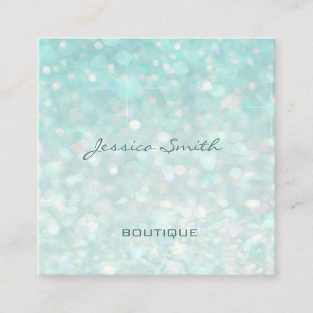 Professional glamorous modern elegant plain bokeh square business card (Front)