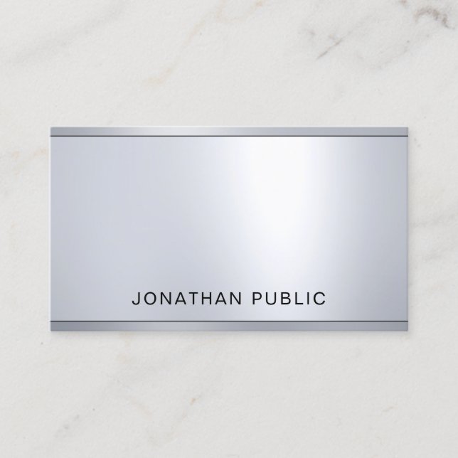 Professional Glamorous Silver Metallic Look Chic Business Card (Front)