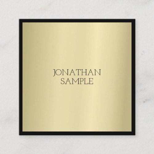 Professional Glamour Gold Elegant Minimalist Plain Square Business Card