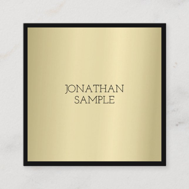 Professional Glamour Gold Elegant Minimalist Plain Square Business Card (Front)