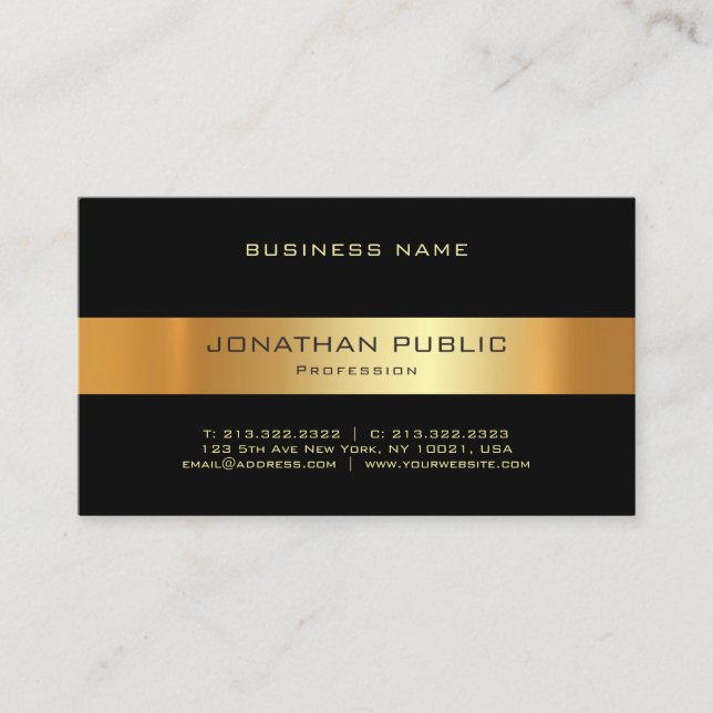 Professional Glamour Gold Light Elegant Plain Luxe Business Card (Front)