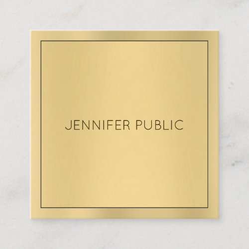 Professional Glamour Gold Look Modern Elegant Square Business Card