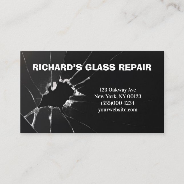 Professional Glass Repair Service Business Card (Front)